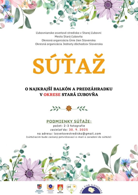 Súťaž o&nbsp;najkrajší balkón a&nbsp;predzáhradku v&nbsp;okrese Stará Ľubovňa